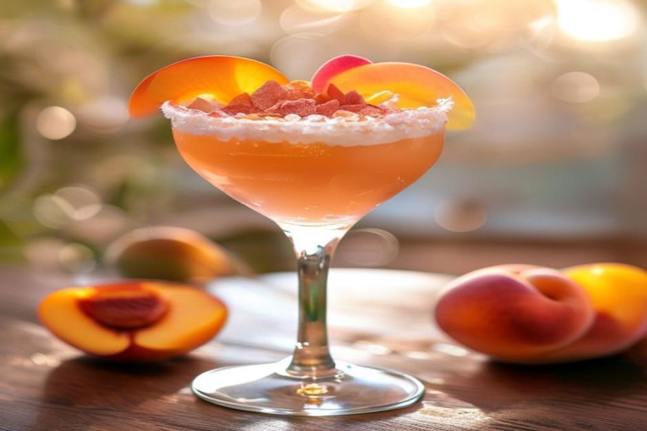 Bellini: le cocktail pétillant aux pêches blanches et aux pétales de rose