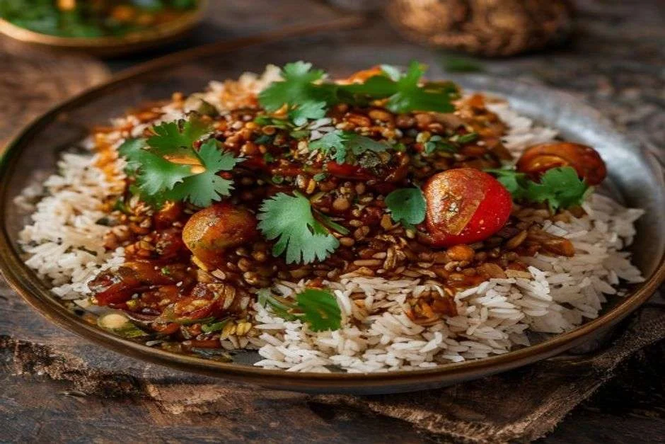 Kosheri : Riz aux lentilles égyptien authentique