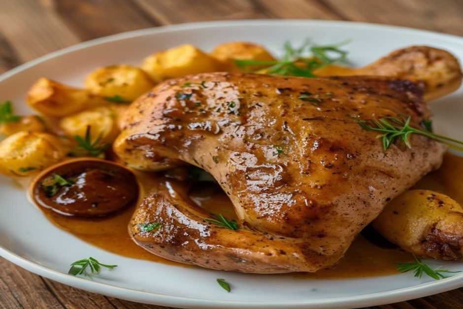 Poulet chasseur et ses pommes noisettes : la recette authentique