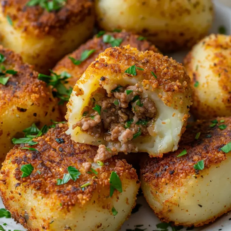 Croquettes de pommes de terre farcies aux oeufs et a la viande