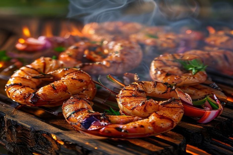 gambas epices cajun planche cedre