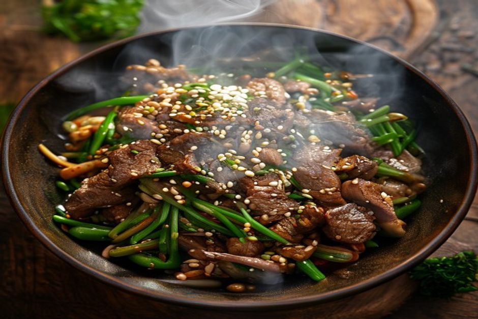 Bœuf aux pousses de soja vert