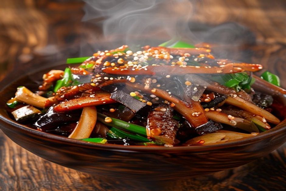 Lamelles de Porc Pimentées aux Champignons Noirs