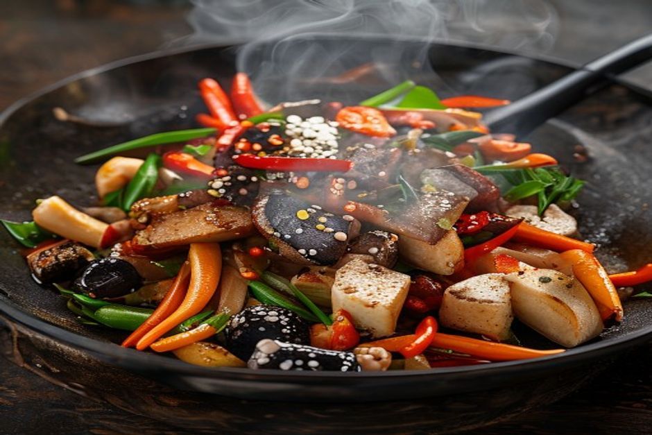 Porc pimenté aux légumes et tofu
