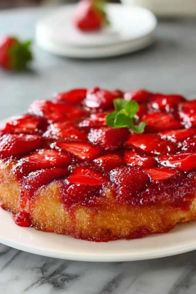 Gâteau renversé aux fraises 