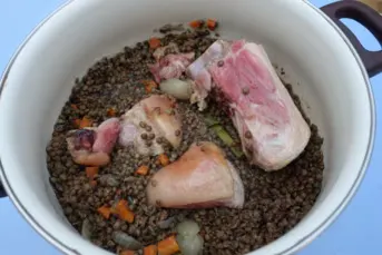salade de lentilles aux jambonneaux