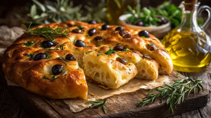 Fougasse traditionnelle aux olives noires