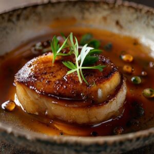 Escalope de foie de canard poêlée au caramel à la bière brune d'Alsace