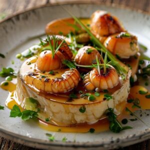 Gateau de foies blonds, et écrevisses du Rhin en gelée