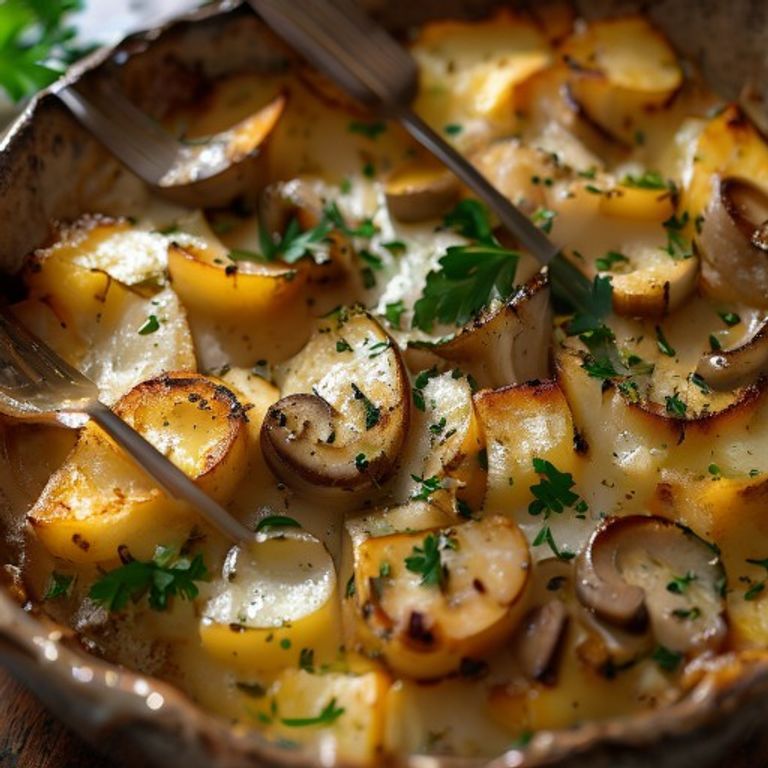 Gratin de Pommes de Terre aux Champignons et Fromage
