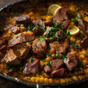 Paella à la viande de taureau