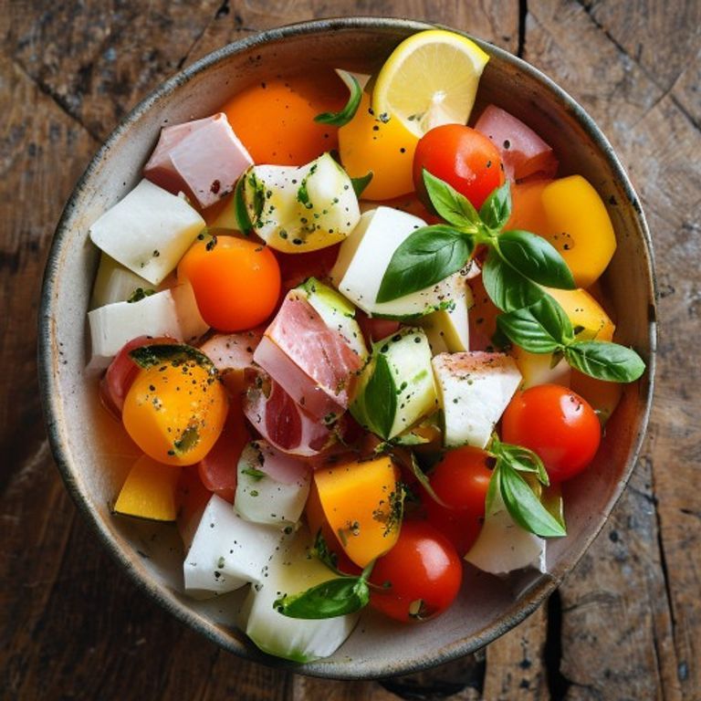 Salade de melon, concombre et fromage frais