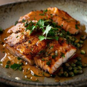 Saumon poêlé aux lentilles vertes du Puy