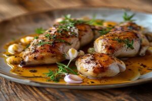 pigeonneaux au four petits pois à la française