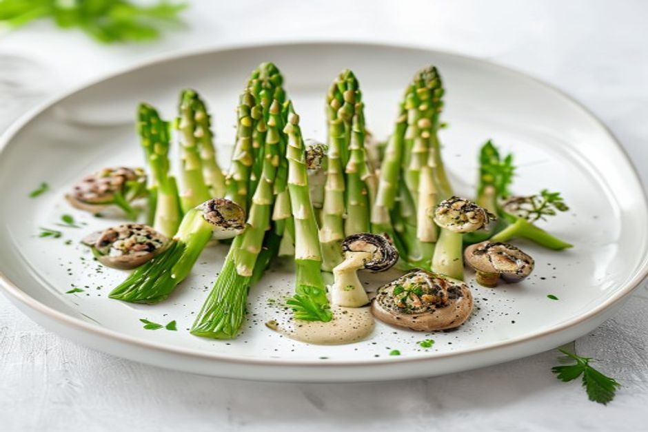 Asperges et morilles en étoile