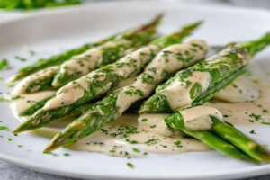 asperges vertes pochées sauce mousseline