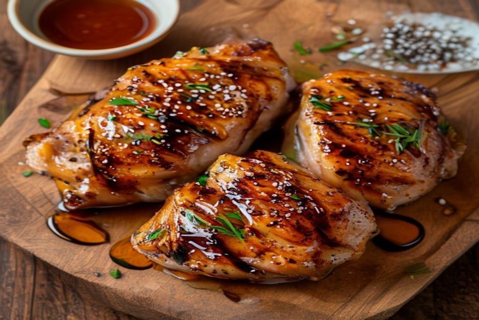 Blanc de poulet laqué au miel et à la sauce soja