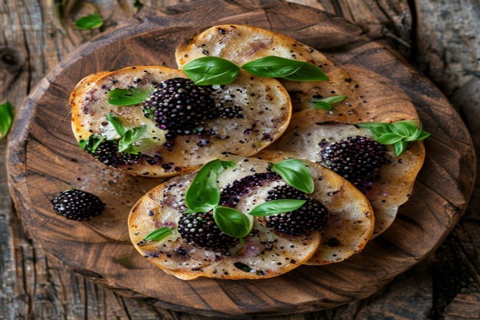 Blinis au caviar d'aubergine