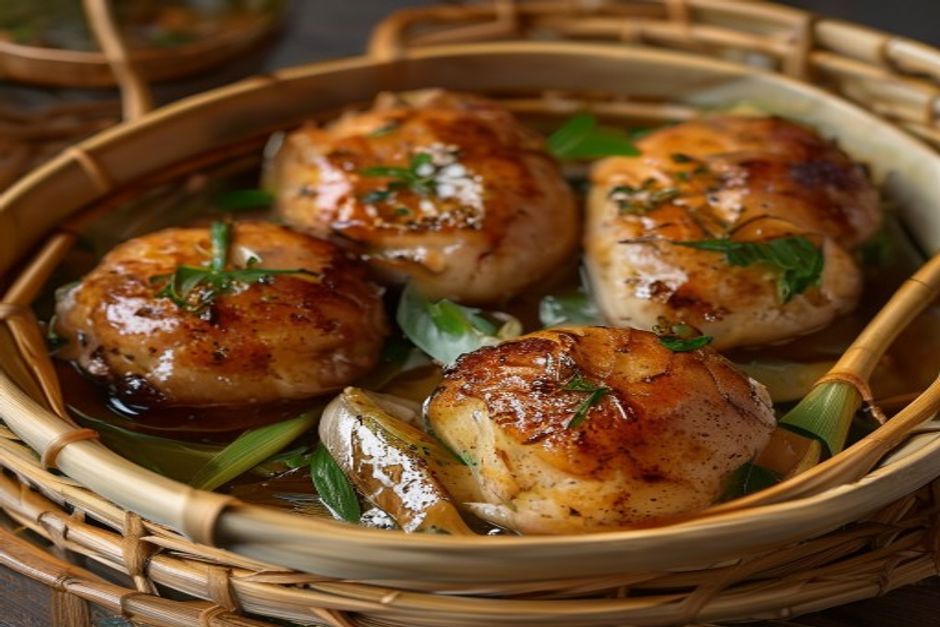 Photo de boulettes de porc et crevettes grises vapeur