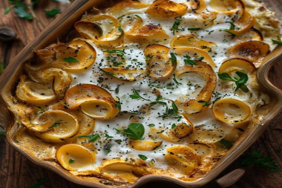Briam de légumes au four et crème de yaourt