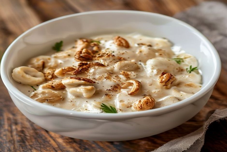 Photo de Crème de poulet aux pignons et noix de cajou