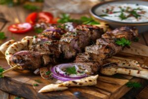 Keftes d'agneau en brochette sauce yaourt