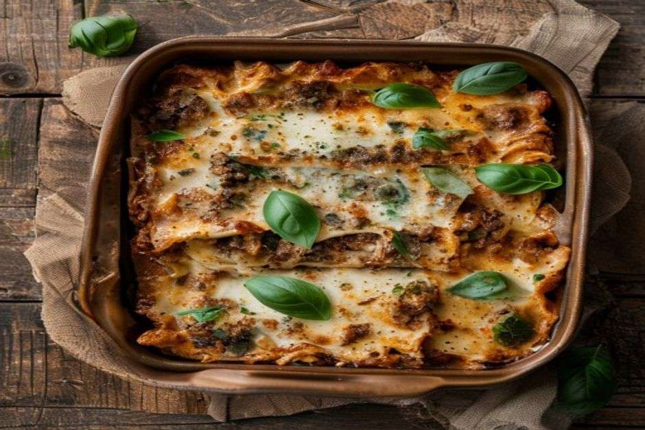 lasagnes à la viande et aux épinards
