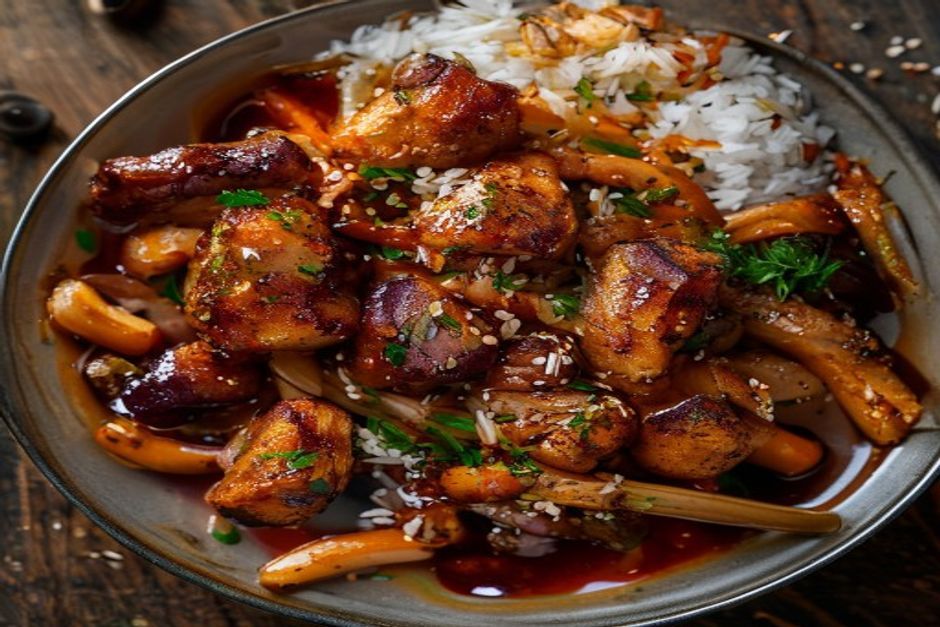 Photo de poulet frit sauce aux prunes