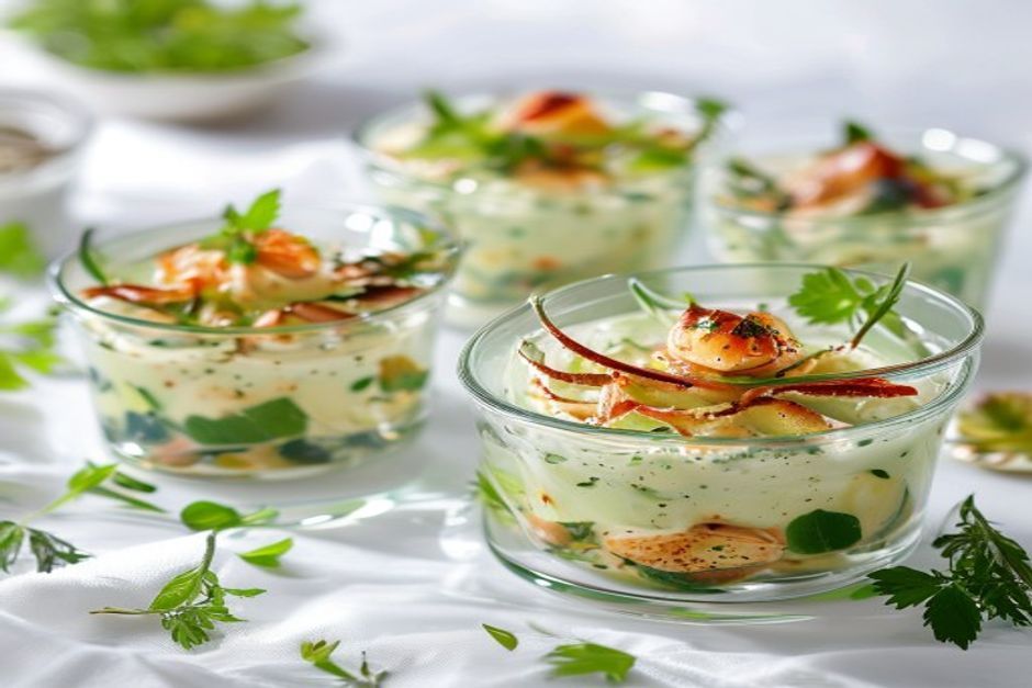 Photo de verrines de crabe et asperges