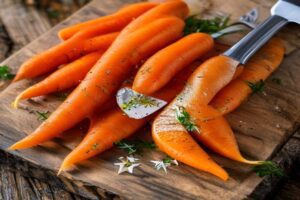 Carottes émincées en rondelles cannelées