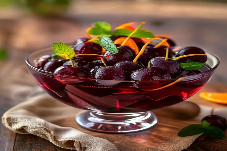 Cerises au vin rouge