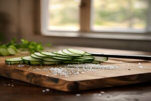 Concombres taillés en bâtonnets
