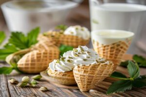 Cônes farcis à la crème et à la chantilly