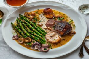 Côte de veau aux ris de veau et garniture