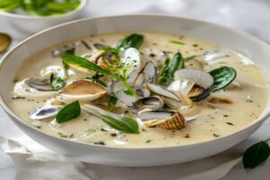 Velouté de ricotta aux coquillages