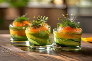 Verrines de saumon fumé et avocat