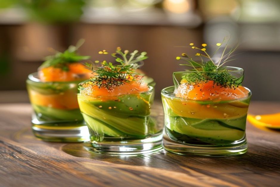 Verrines de saumon fumé et avocat