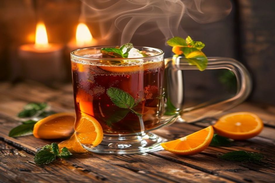 Vin chaud à l'orange et à la menthe