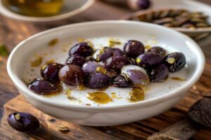 Yaourt grec au miel et olives confites